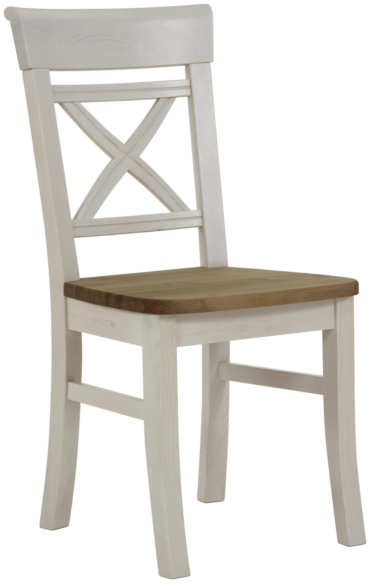 STUHL Weiß, Laugenfarbig Kiefer massiv  - Laugenfarbig/Weiß, ROMANTIK / LANDHAUS, Holz (45/94/43cm) - Boxxx