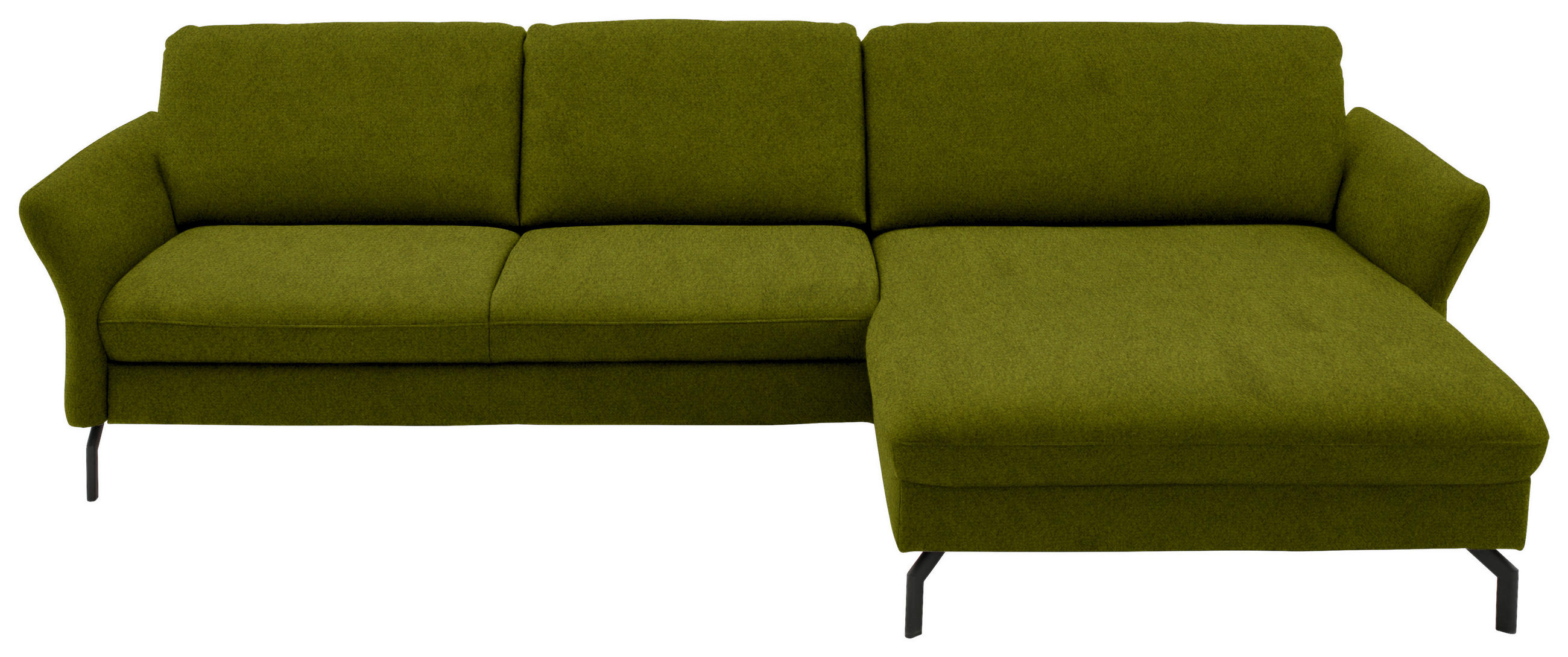 ECKSOFA in Velours Grün  - Schwarz/Grün, Design, Textil/Metall (306/179cm) - Beldomo System