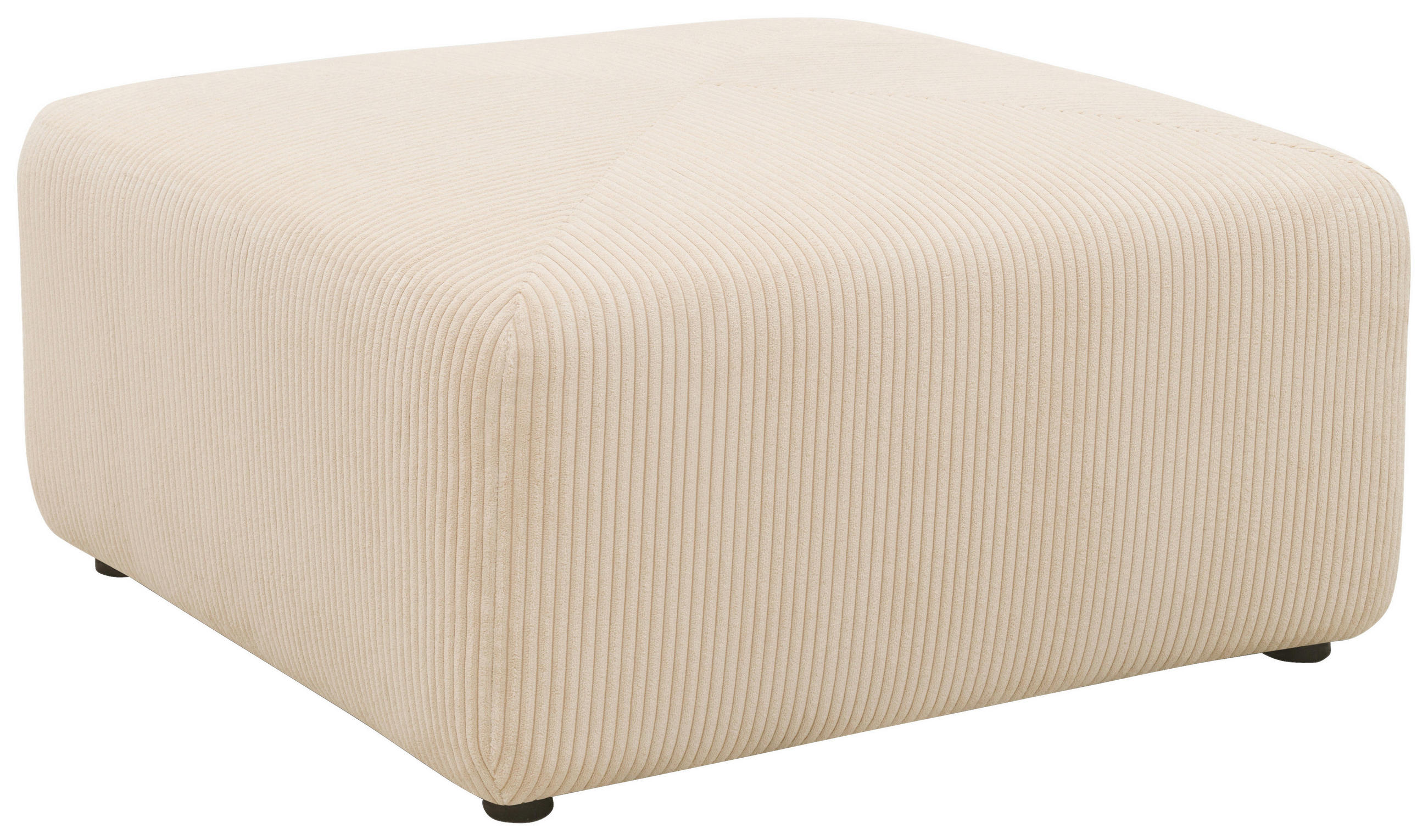 HOCKER Mikrofaser Creme  - Creme/Schwarz, Design, Kunststoff/Textil (85/42/85cm) - MID.YOU