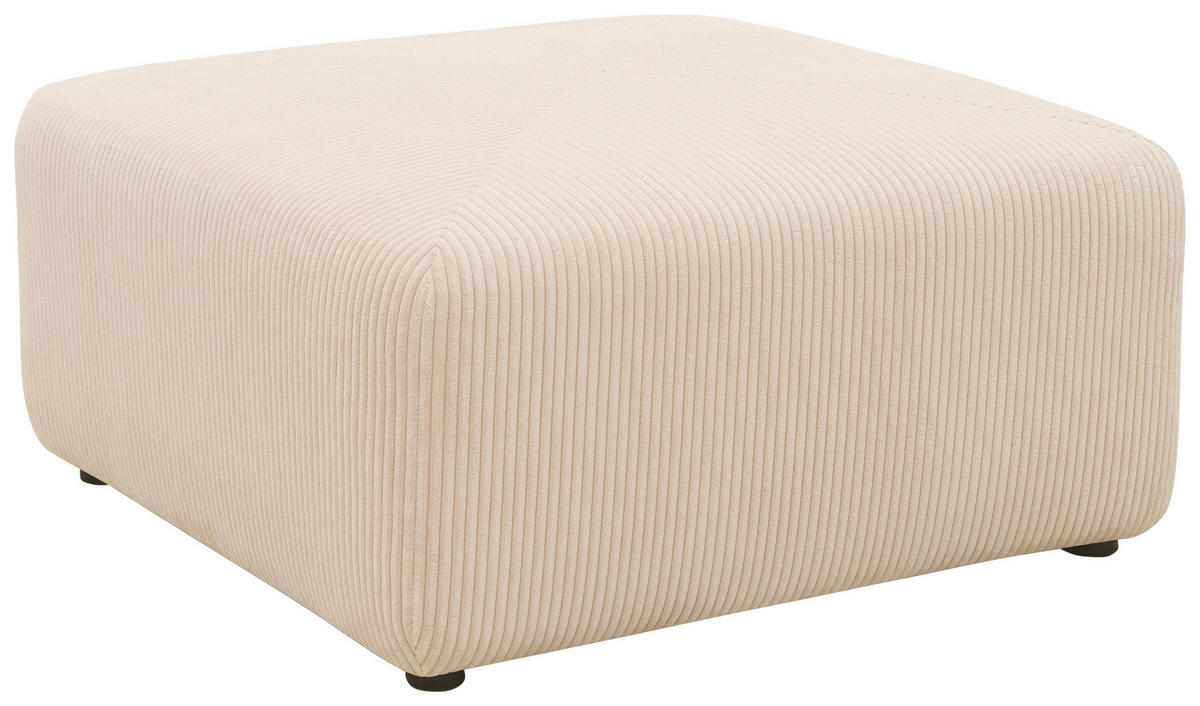 HOCKER Mikrofaser Creme  - Creme/Schwarz, Design, Kunststoff/Textil (85/42/85cm) - MID.YOU