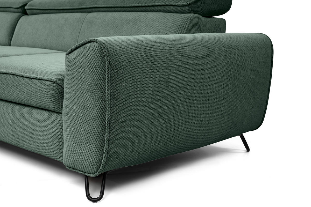 ECKSOFA in Flachgewebe Waldgrün  - Waldgrün/Schwarz, Design, Textil/Metall (200/250cm) - Stylife