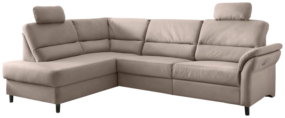 ECKSOFA in Lederlook Beige  - Beige/Schwarz, Modern, Holz/Textil (190/266cm) - Livetastic