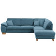 ECKSOFA in Mikrofaser Blau  286/236 cm  - Wildeiche/Blau, Natur, Holz/Textil (286/236cm) - Voleo