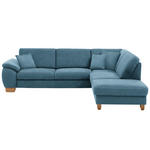 ECKSOFA in Mikrofaser Blau  286/236 cm  - Wildeiche/Blau, Natur, Holz/Textil (286/236cm) - Voleo