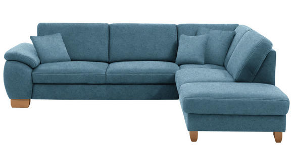 ECKSOFA in Mikrofaser Blau  286/236 cm  - Wildeiche/Blau, Natur, Holz/Textil (286/236cm) - Voleo