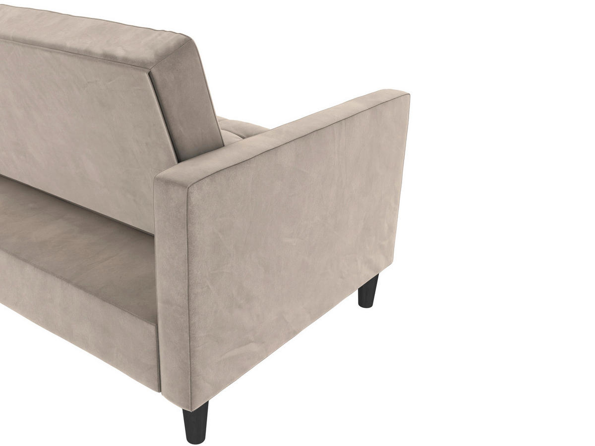 ECKSOFA PALERMO in Velours Taupe  - Taupe/Schwarz, Basics, Kunststoff/Textil (213/154cm) - Livetastic