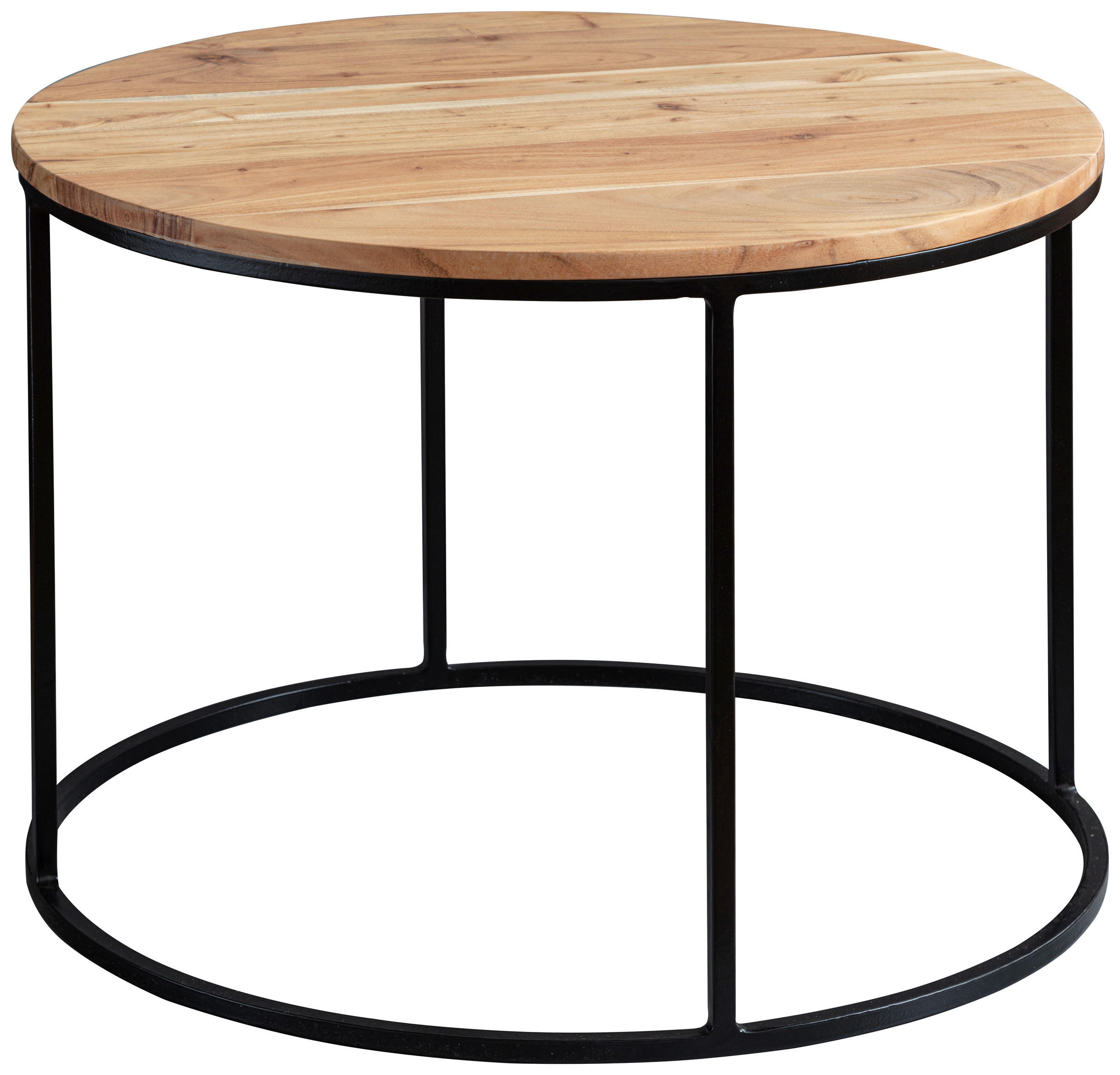 Couchtisch "WL5.959" , Akazie massiv 60/60/43 cm rund Akaziefarben  - Schwarz/Akaziefarben, MODERN, Holz/Metall (60/60/43cm) - MID.YOU