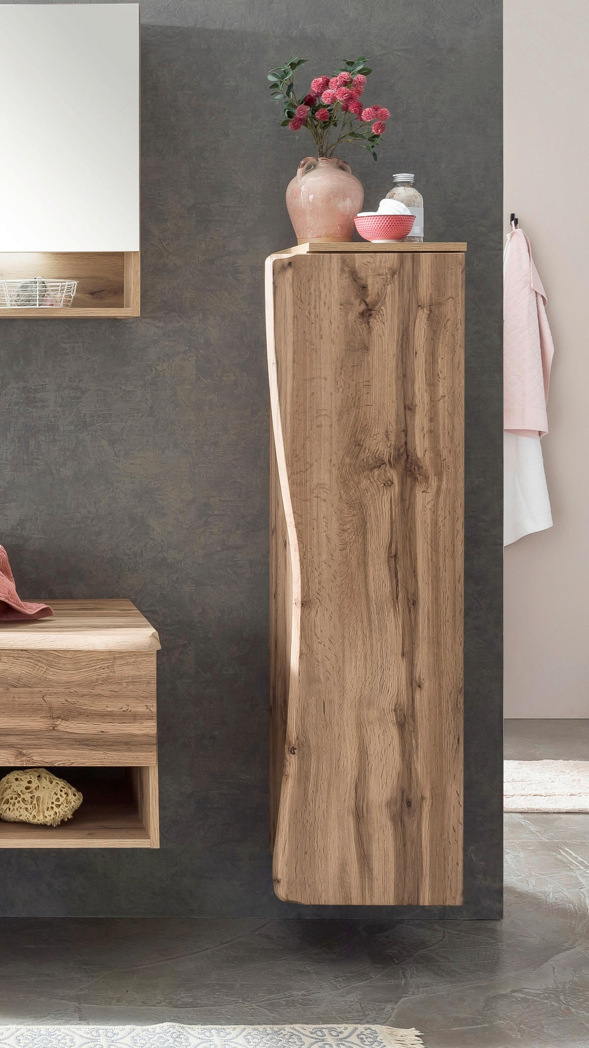MIDISCHRANK 30/130/35 cm  - Eiche Wotan/Silberfarben, Natur, Holzwerkstoff/Kunststoff (30/130/35cm) - Xora