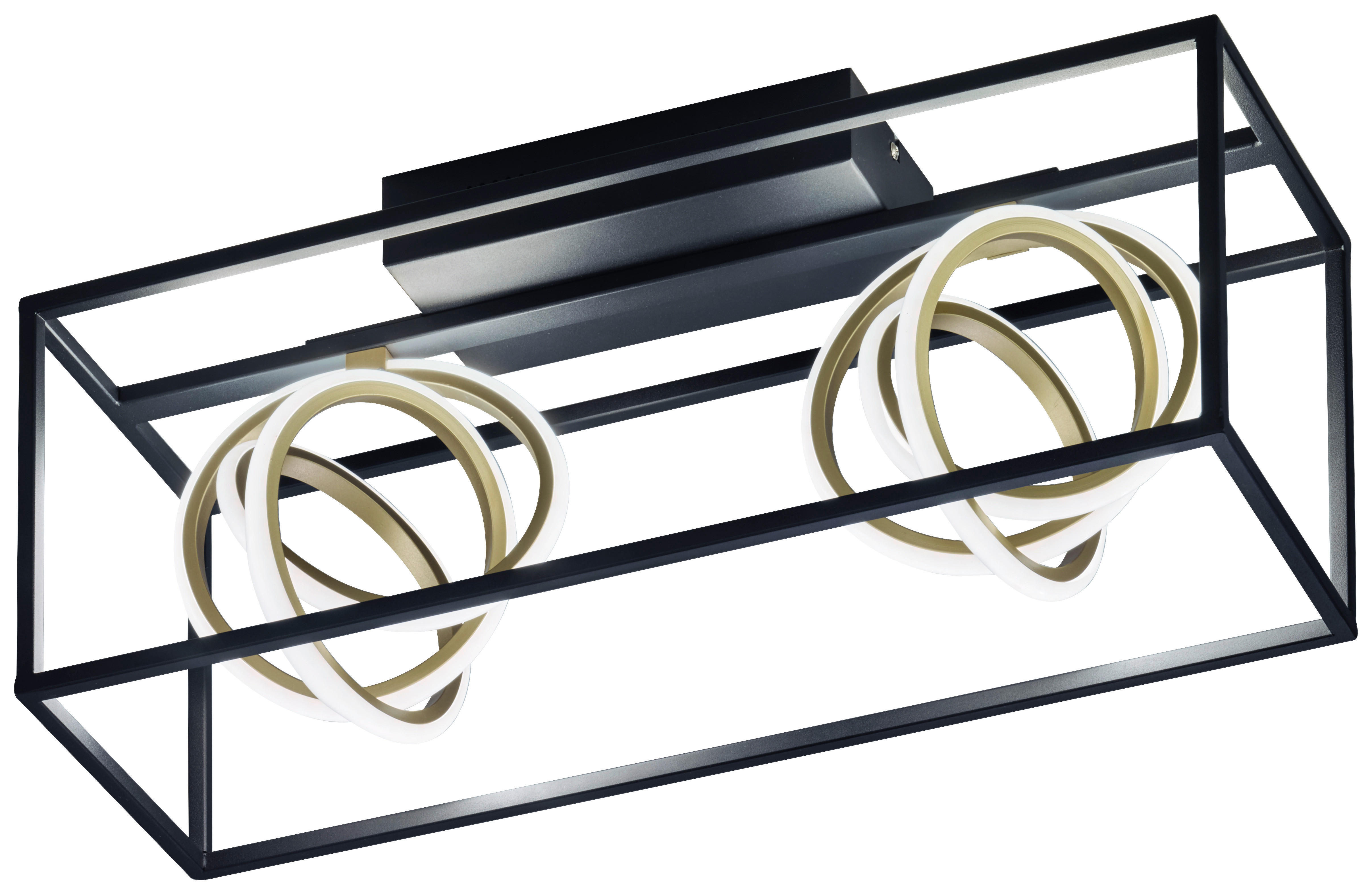 LED-DECKENLEUCHTE 13 W    58,5/20/25 cm  - Weiss/Goldfarben, Lifestyle, Kunststoff/Metall (58,5/20/25cm) - Fischer & Honsel