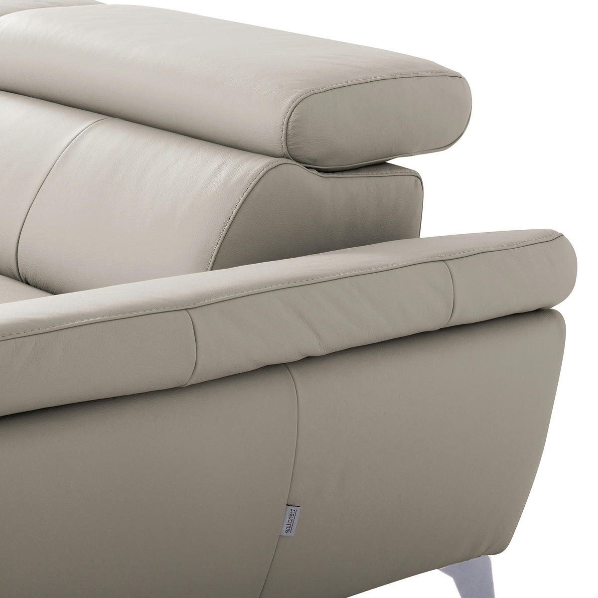 ECKSOFA Lederlook Echtleder Platinfarben  - Platinfarben/Chromfarben, Design, Leder/Textil (252/179cm) - Livetastic