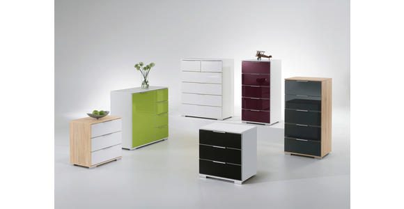 KOMMODE 130/83/41 cm  in Schwarz, Weiß  - Chromfarben/Alufarben, Design, Glas/Holzwerkstoff (130/83/41cm) - Carryhome