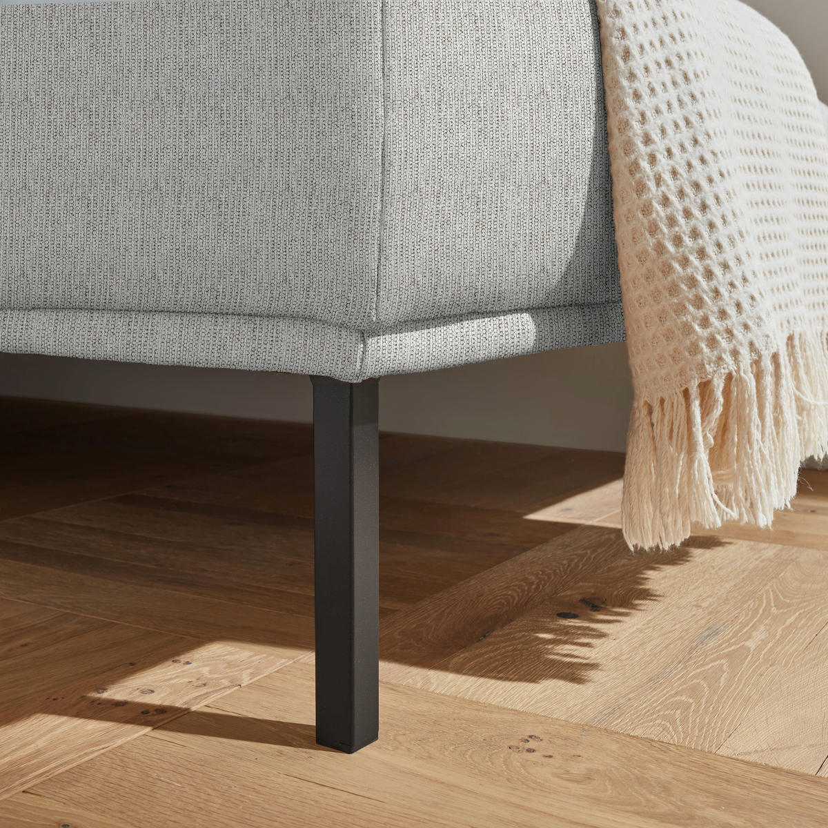 ECKSOFA  in Flachgewebe Silberfarben  308/270 cm  - Silberfarben/Schwarz, Design, Textil/Metall (308/270cm) - Pure Home Lifestyle