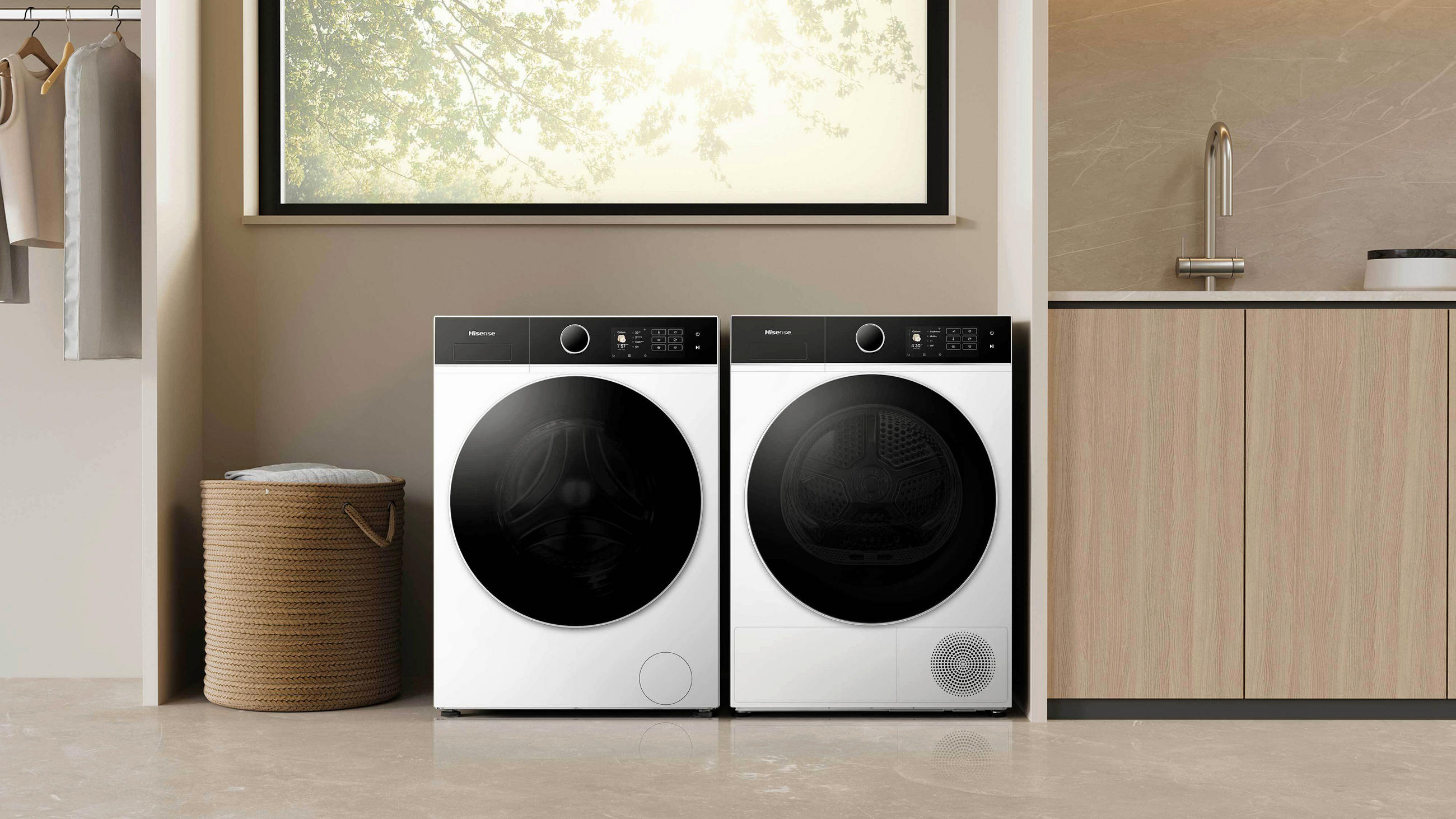 WASCHTROCKNER WD5I8043BWF  - Schwarz/Weiß, Basics, Glas/Kunststoff (59,5/84,5/47cm) - Hisense
