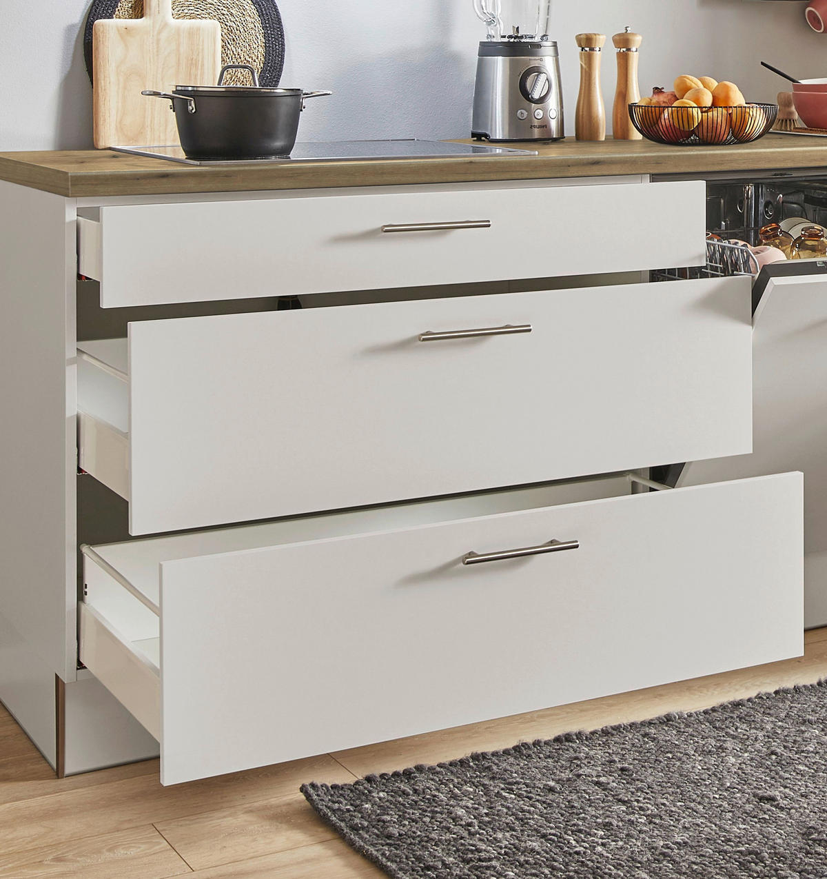 KÜCHENBLOCK PN 80 280 cm  in Eichefarben, Kaschmir  - Kaschmir/Eichefarben, Design, Holzwerkstoff/Metall (280cm) - Pino