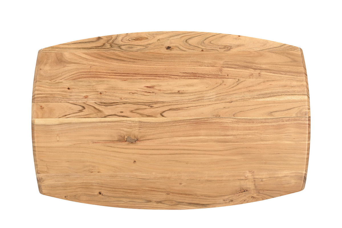 COUCHTISCH Akazie Hartholz 110/70/45 cm bootsförmig Schwarz, Akaziefarben  - Schwarz/Akaziefarben, Design, Holz/Metall (110/70/45cm) - Livetastic