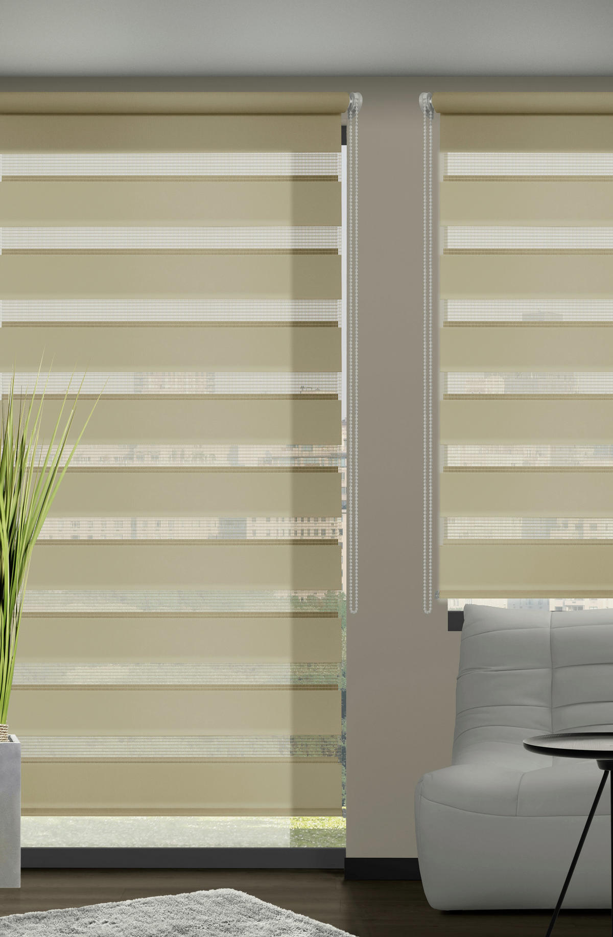 DOPPELROLLO  halbtransparent  100/160 cm    - Braun, Design, Textil (100/160cm)
