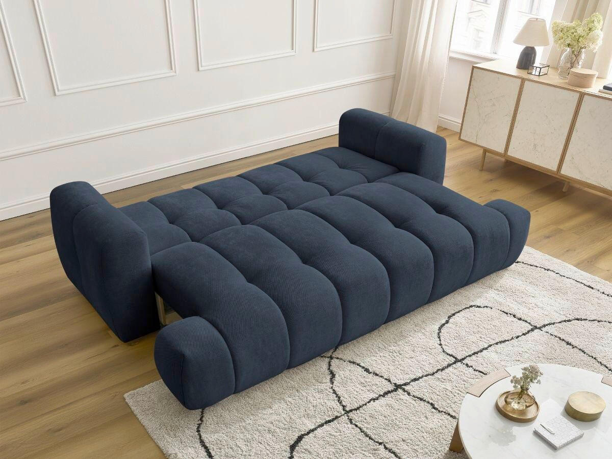 SCHLAFSOFA FUJI Leinenoptik Dunkelblau  inkl.  - Schwarz/Dunkelblau, MODERN, Kunststoff/Textil (251/113/88cm)