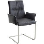 ARMLEHNSTUHL  in Edelstahl Echtleder pigmentiert  - Edelstahlfarben/Schwarz, Design, Leder/Metall (55/90.5/58.5cm) - Novel