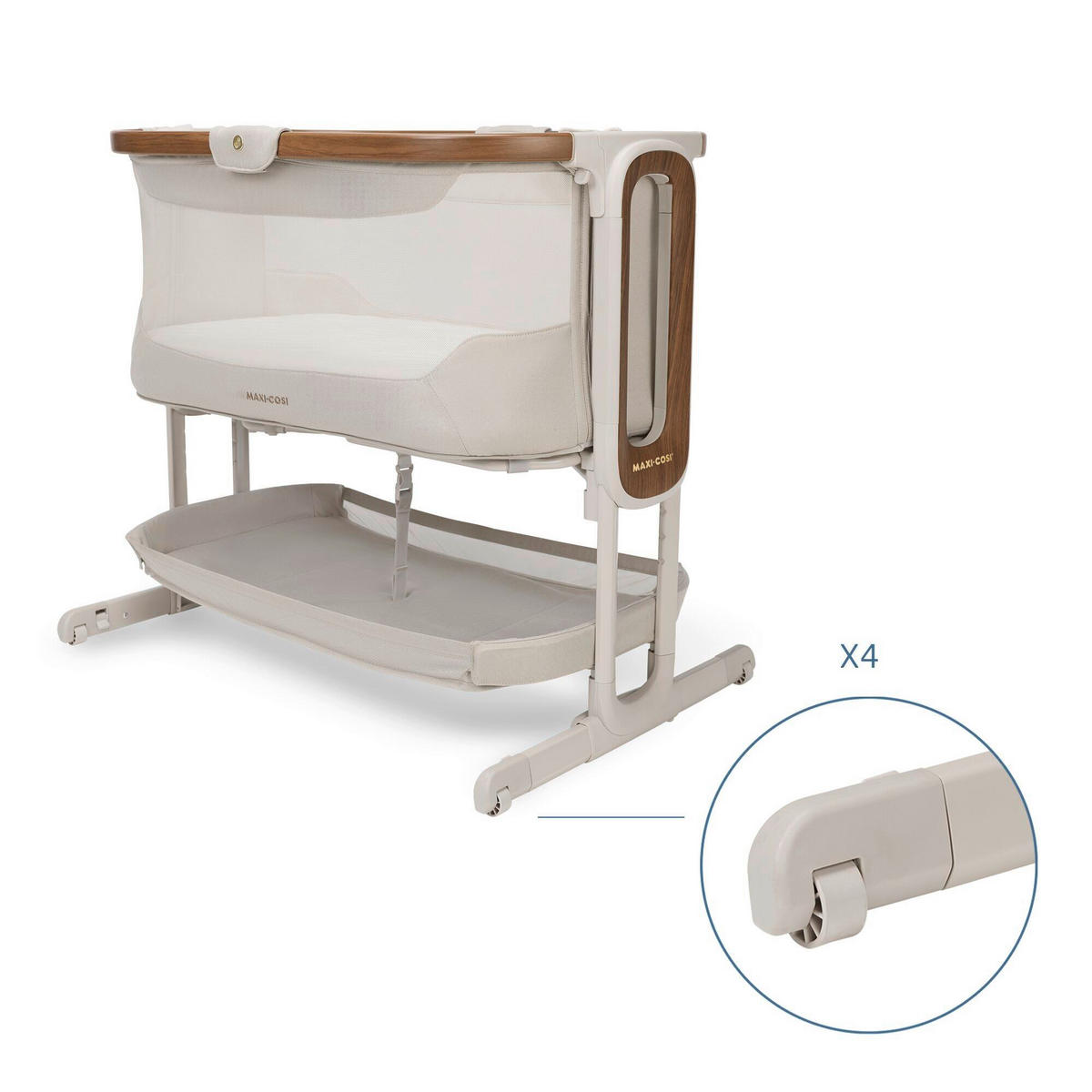 BEISTELLBETT Iora Pro  - Creme, Basics, Naturmaterialien/Kunststoff (57/68,8 - 82/94cm) - Maxi-Cosi