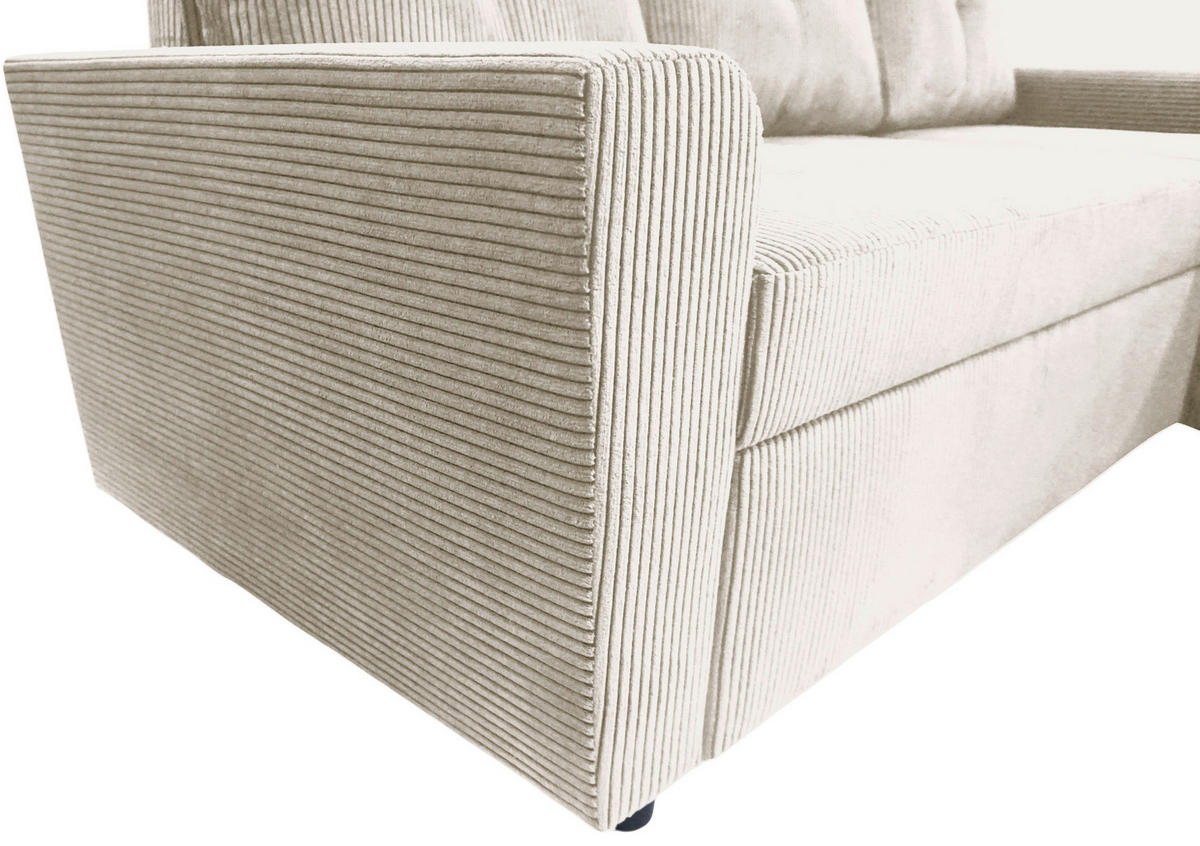 ECKSOFA TERMOLI Beige Cord  - Beige/Schwarz, Design, Kunststoff/Textil (231/155cm) - MID.YOU