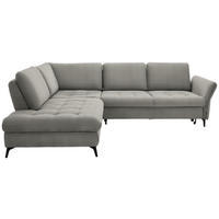 ECKSOFA in Chenille Silberfarben  - Silberfarben/Schwarz, Natur, Textil/Metall (233/288cm) - Valnatura