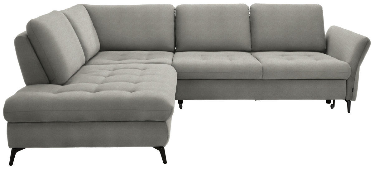 ECKSOFA in Chenille Silberfarben  - Silberfarben/Schwarz, Natur, Textil/Metall (233/288cm) - Valnatura