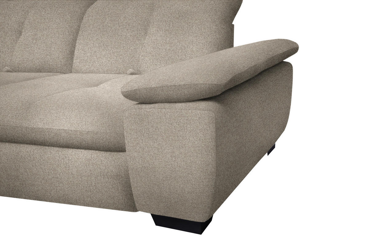 ECKSOFA in Flachgewebe Beige  - Beige/Schwarz, Design, Textil/Metall (313/242cm) - Xora