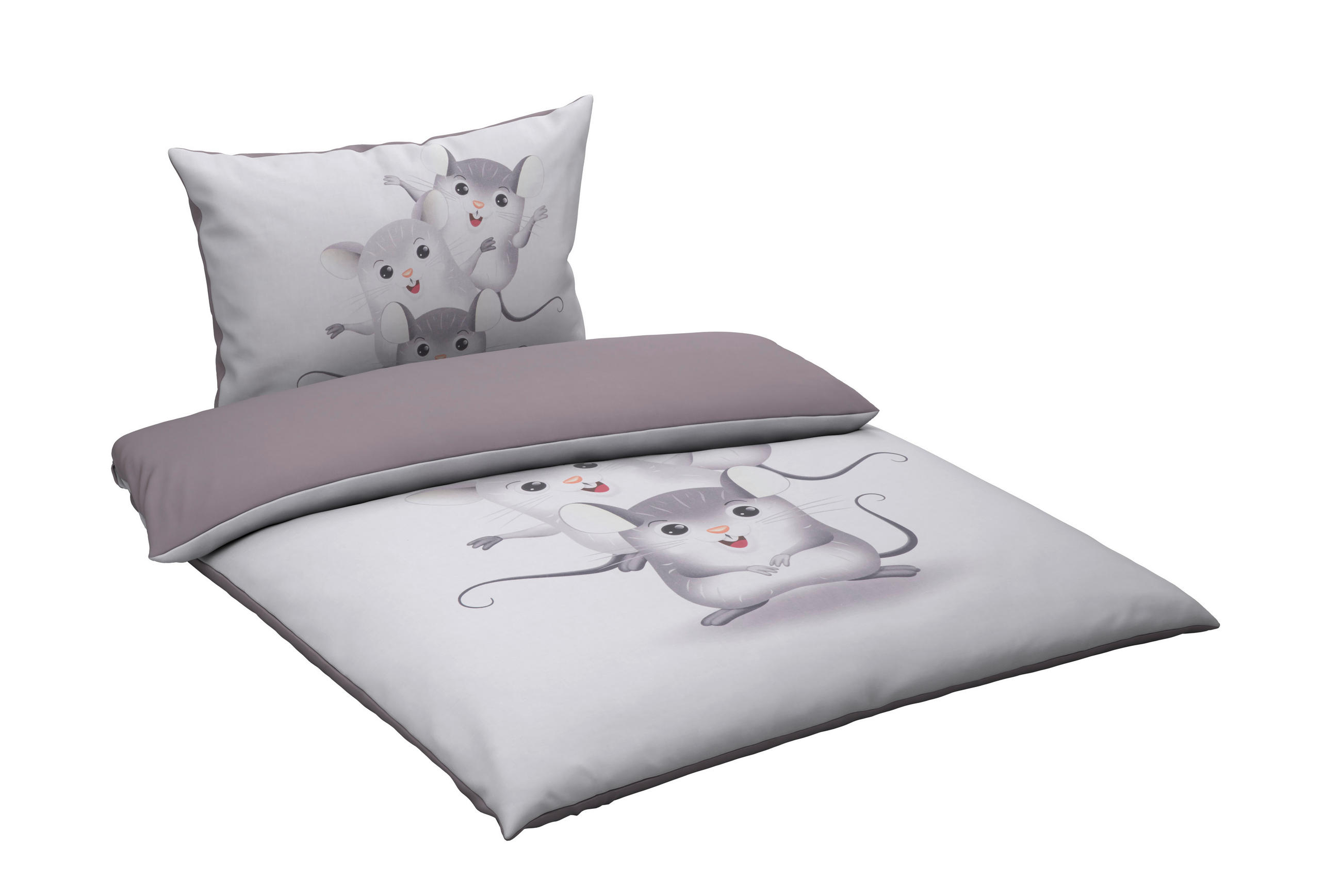 Thumbnail - Avelia Babybettwäsche, Grauweiß, Textil, Maus, 100x135 cm, Gots, Oeko-Tex® Standard 100, saugfähig, schadstoffgeprüft, w...