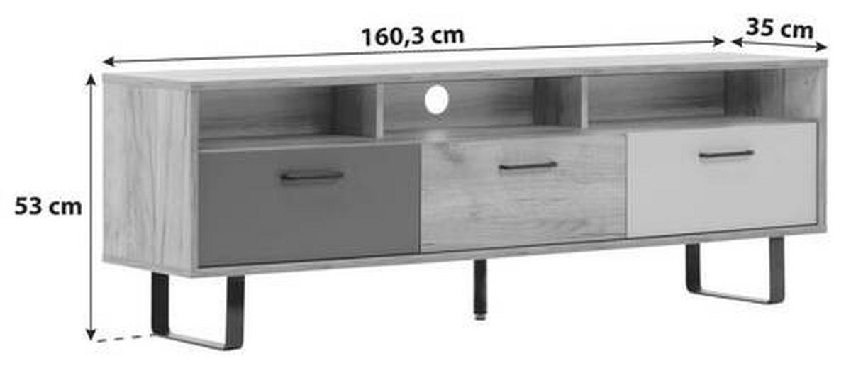 LOWBOARD  in 160,3/53/35 cm  - Eichefarben/Anthrazit, MODERN, Holzwerkstoff/Metall (160,3/53/35cm) - MID.YOU
