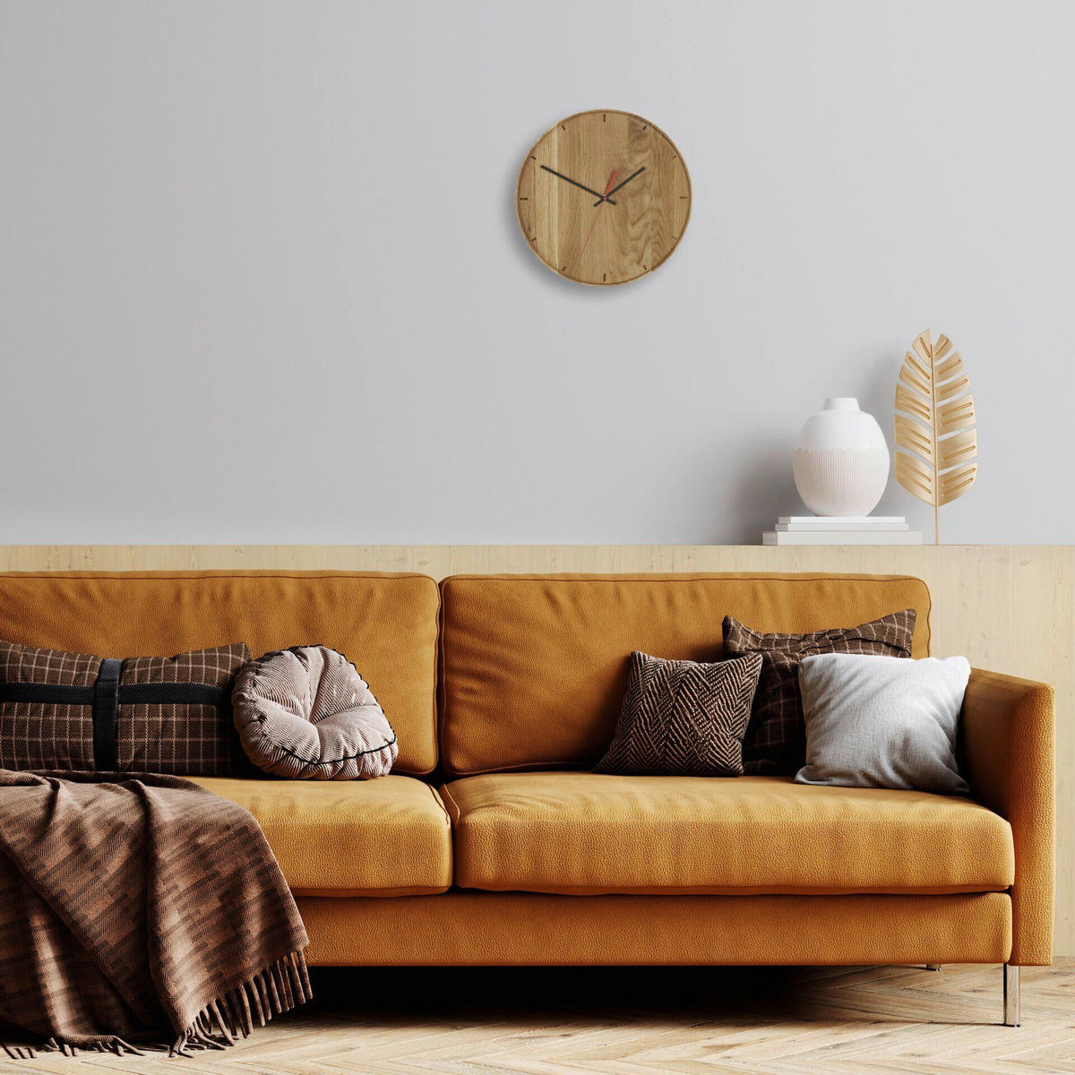 WANDUHR 35/35/4 cm   - Eichefarben, Basics, Holzwerkstoff (35/35/4cm)