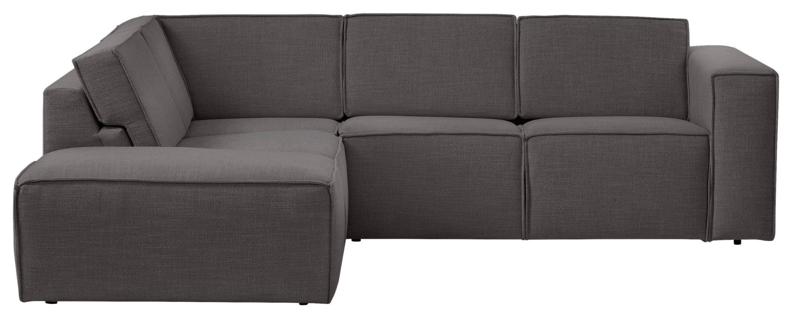 ECKSOFA DICE Dunkelgrau Struktur  - Dunkelgrau/Schwarz, MODERN, Kunststoff/Textil (220/275cm) - Trendmanufaktur