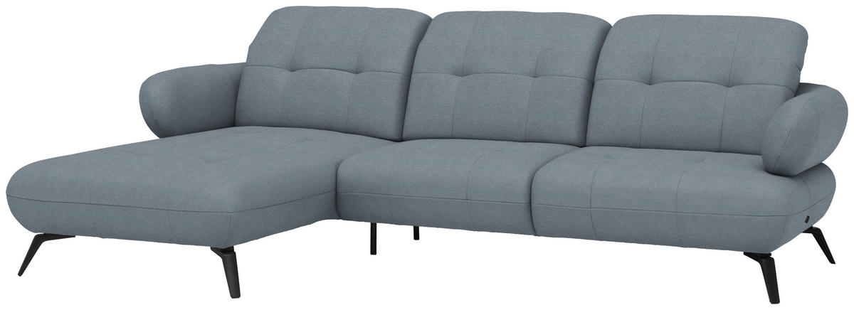 ECKSOFA Flachgewebe Blau  - Blau/Schwarz, Modern, Textil/Metall (180/282cm) - Novel