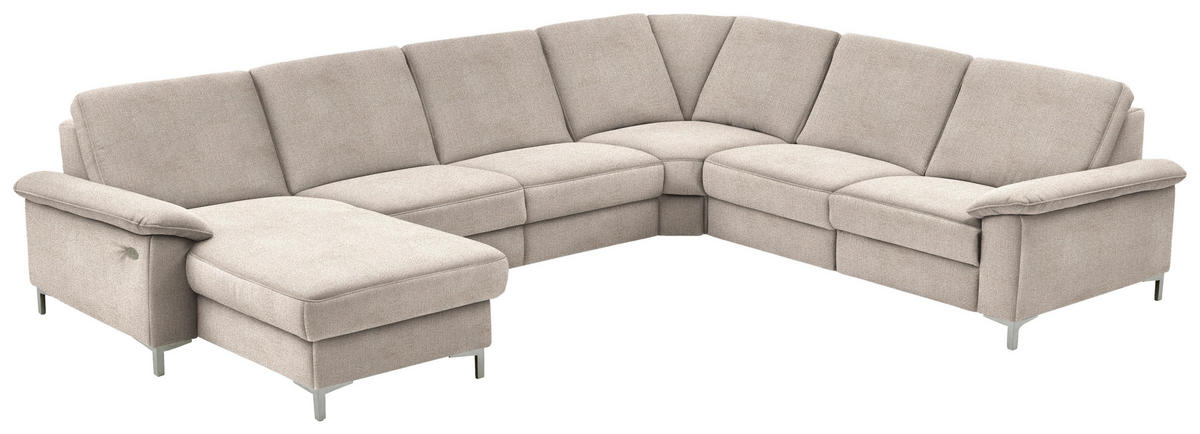 WOHNLANDSCHAFT in Chenille Hellbraun  - Hellbraun/Alufarben, Design, Textil/Metall (170/333/265cm) - Dieter Knoll
