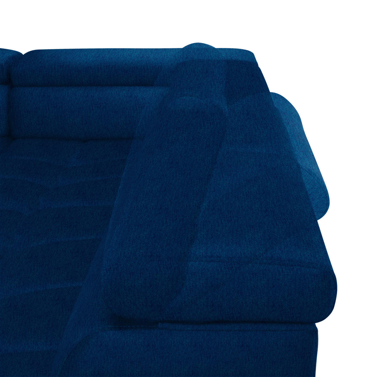 WOHNLANDSCHAFT in Samt, Webstoff Blau  - Blau/Schwarz, Design, Textil/Metall (177/385/216cm) - Welnova
