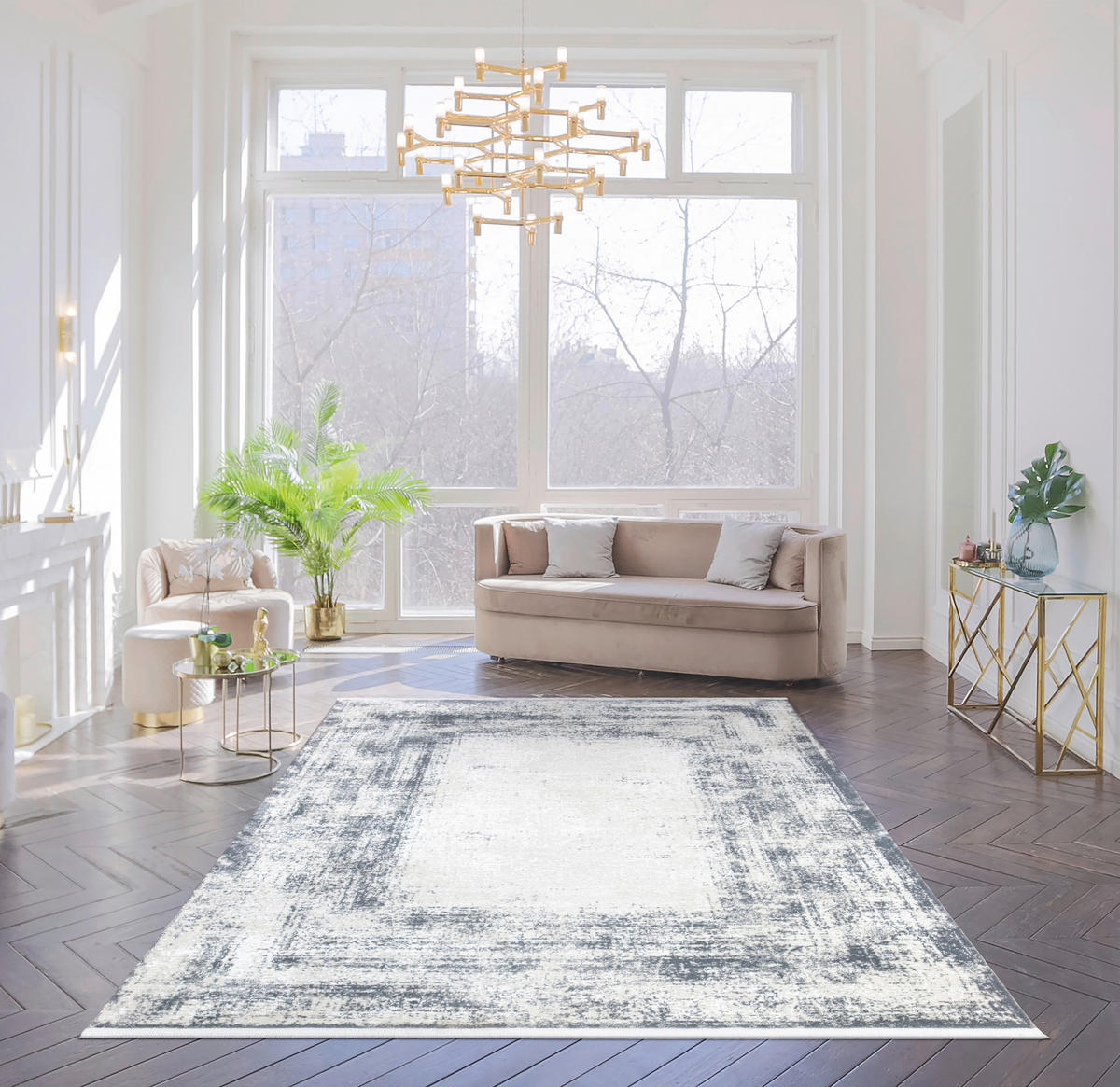 VINTAGE-TEPPICH 160/230 cm Lotus Grau  - Grau, LIFESTYLE, Textil (160/230cm) - Novel