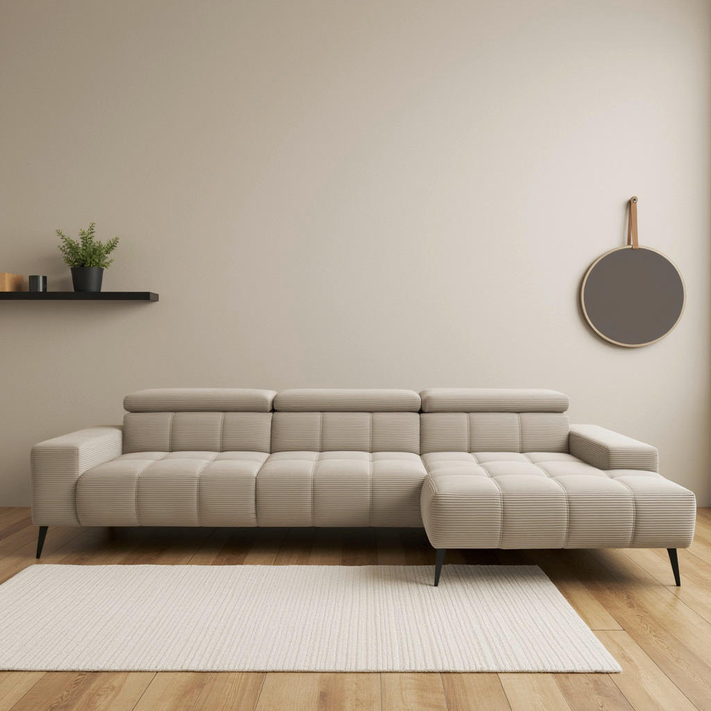 ECKSOFA TRENTO Taupe Mikrofaser  - Taupe/Dunkelgrau, MODERN, Textil/Metall (287/175cm) - MID.YOU