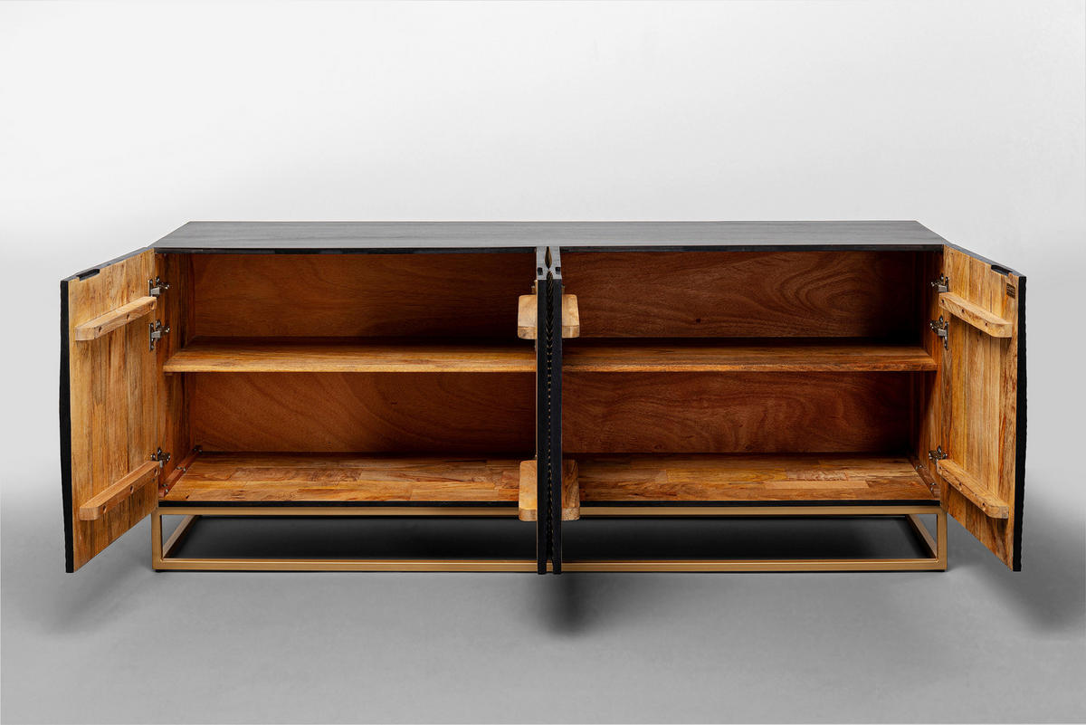 SIDEBOARD  in 177/75/45 cm  - Dunkelbraun/Goldfarben, Design, Holz/Metall (177/75/45cm) - Kare-Design