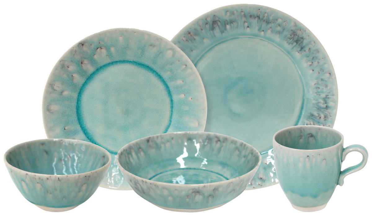 KOMBISERVICE Türkis MADEIRA 30-teilig 6 Personen  - Türkis, Basics, Keramik - Costa Nova
