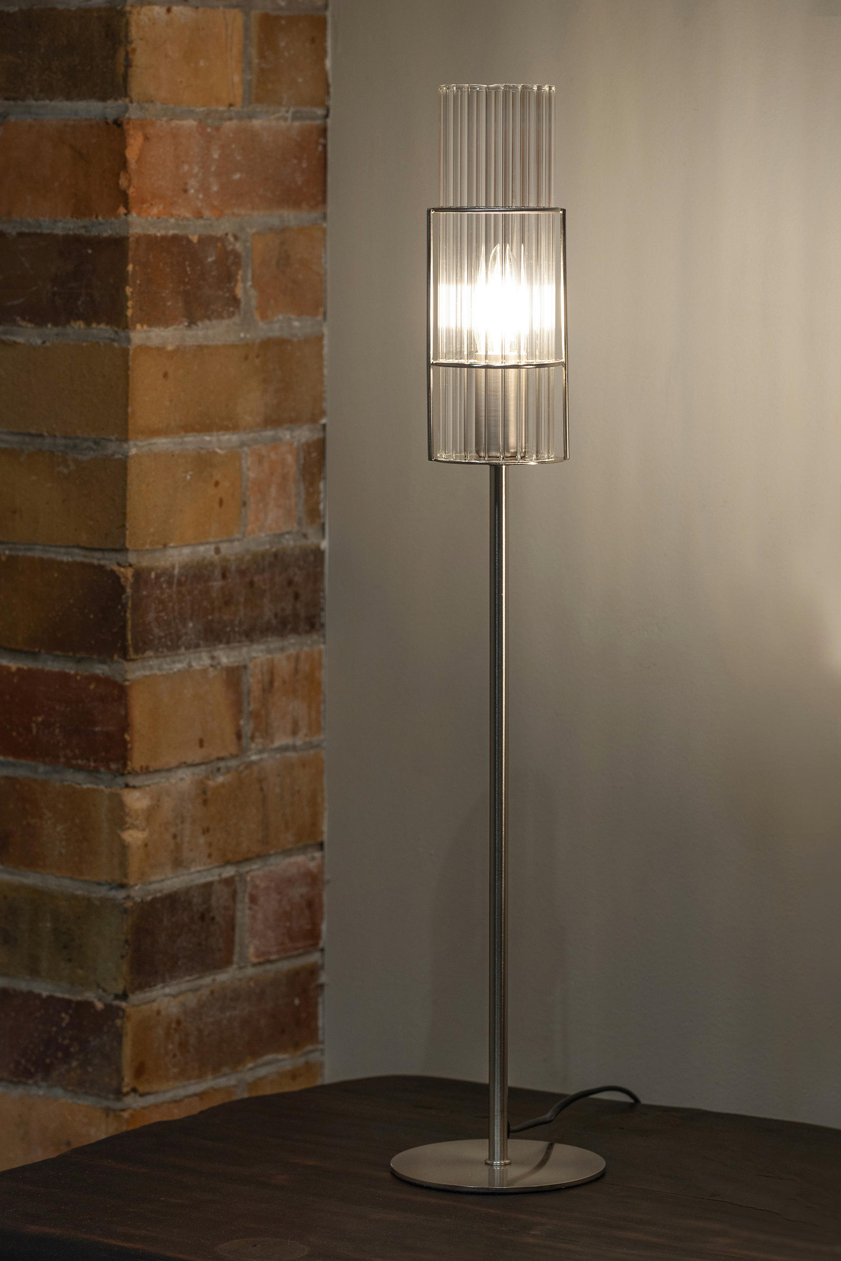 TISCHLEUCHTE TUBO 13/65 cm   - Transparent/Silberfarben, Basics, Glas/Metall (13/65cm) - Markslöjd