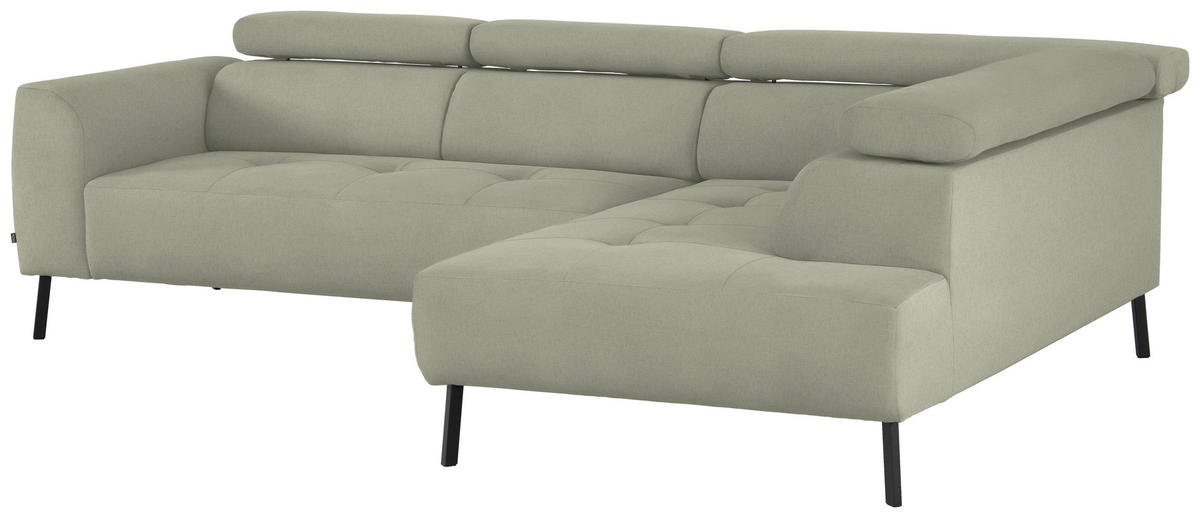 ECKSOFA in Chenille Creme  280/205 cm  - Creme/Schwarz, Design, Textil/Metall (280/205cm) - Xora