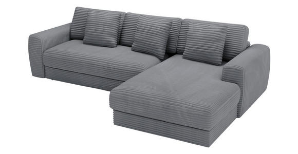 ECKSOFA Dunkelgrau Cord  - Dunkelgrau/Schwarz, MODERN, Kunststoff/Textil (302/182cm) - Carryhome