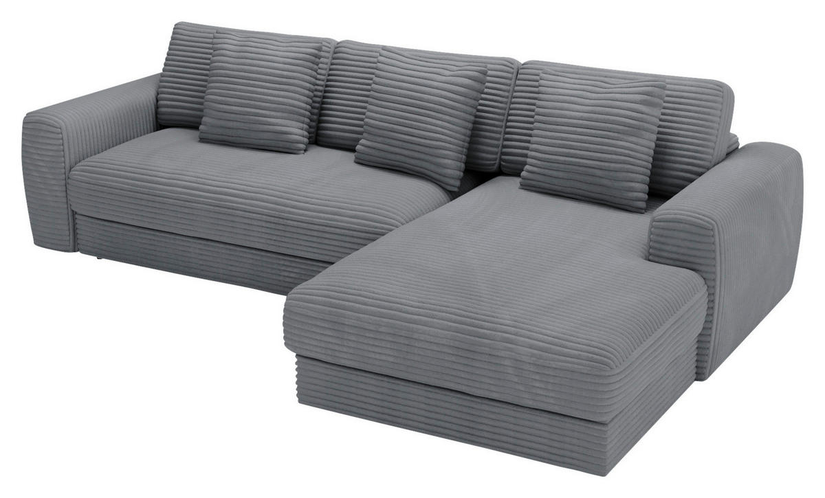 ECKSOFA Dunkelgrau Cord  - Dunkelgrau/Schwarz, MODERN, Kunststoff/Textil (302/182cm) - Carryhome
