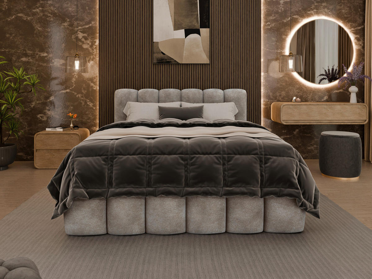 POLSTERBETT Lattenrost, Bettkasten Braun 140/200 cm  - Birkefarben/Schwarz, Trend, Holz/Kunststoff (140/200cm) - Esposa