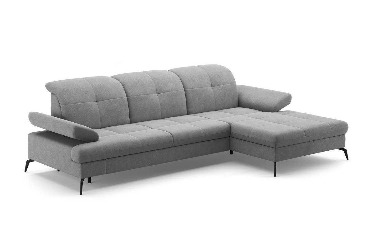 ECKSOFA in Flachgewebe Grau  - Schwarz/Grau, Konventionell, Textil/Metall (279/185cm) - Sit & More