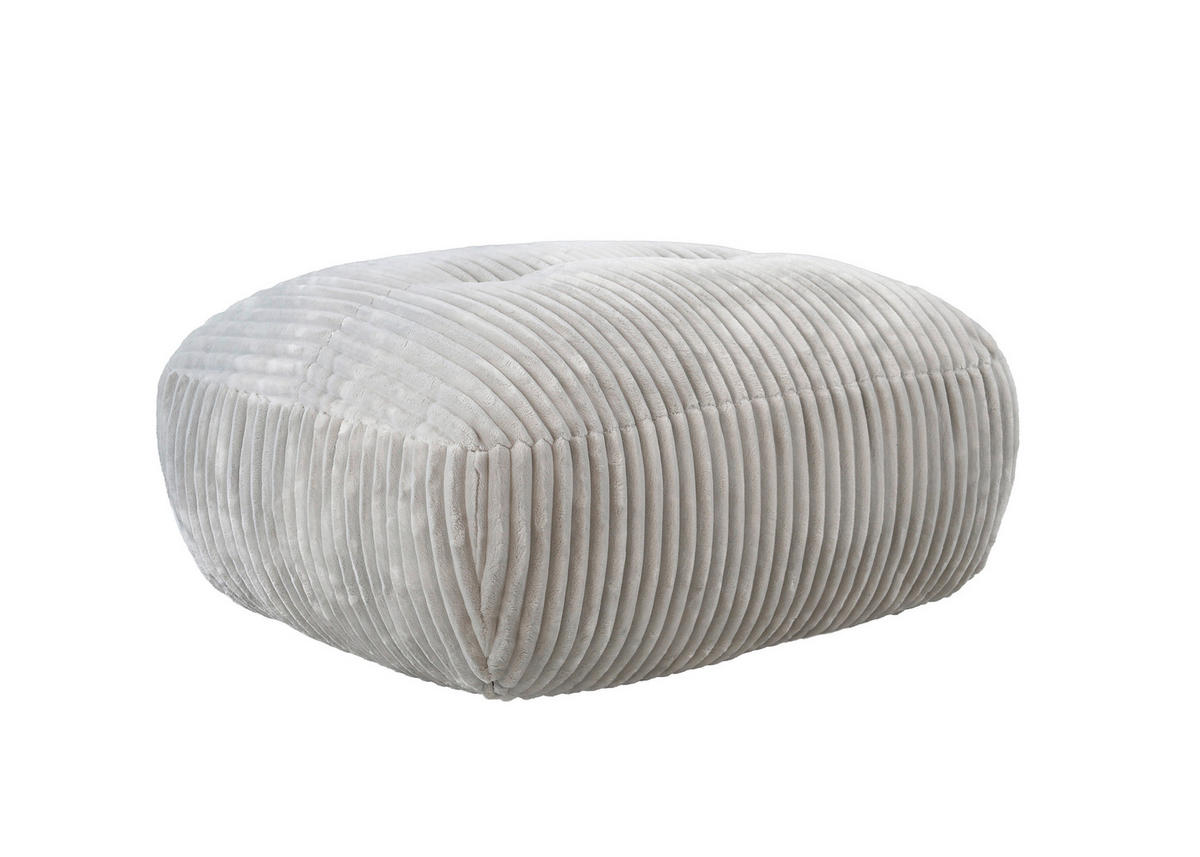 HOCKER BE FLUFFY Cord Silberfarben  - Silberfarben/Schwarz, MODERN, Kunststoff/Textil (92/46/74cm) - Trendmanufaktur