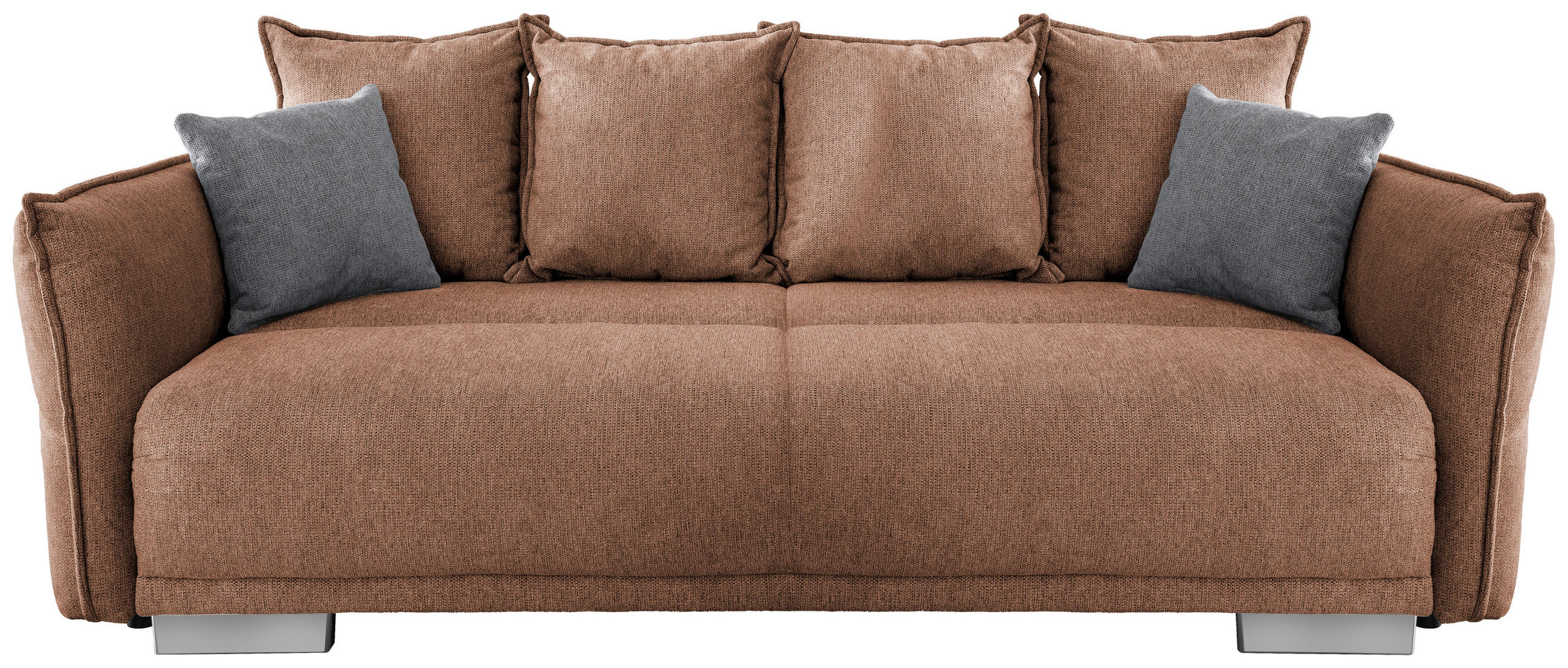 BIGSOFA Chenille Koralle  - Chromfarben/Koralle, MODERN, Kunststoff/Textil (242/71/90/131cm) - Livetastic