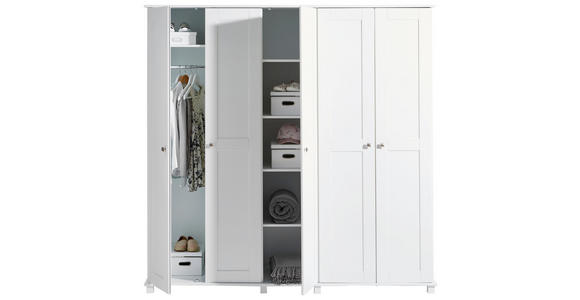 KLEIDERSCHRANK in teilmassiv Kiefer Weiß - Weiß, LIFESTYLE, Holz/Holzwerkstoff (192,5/190/60cm) - Hom`in