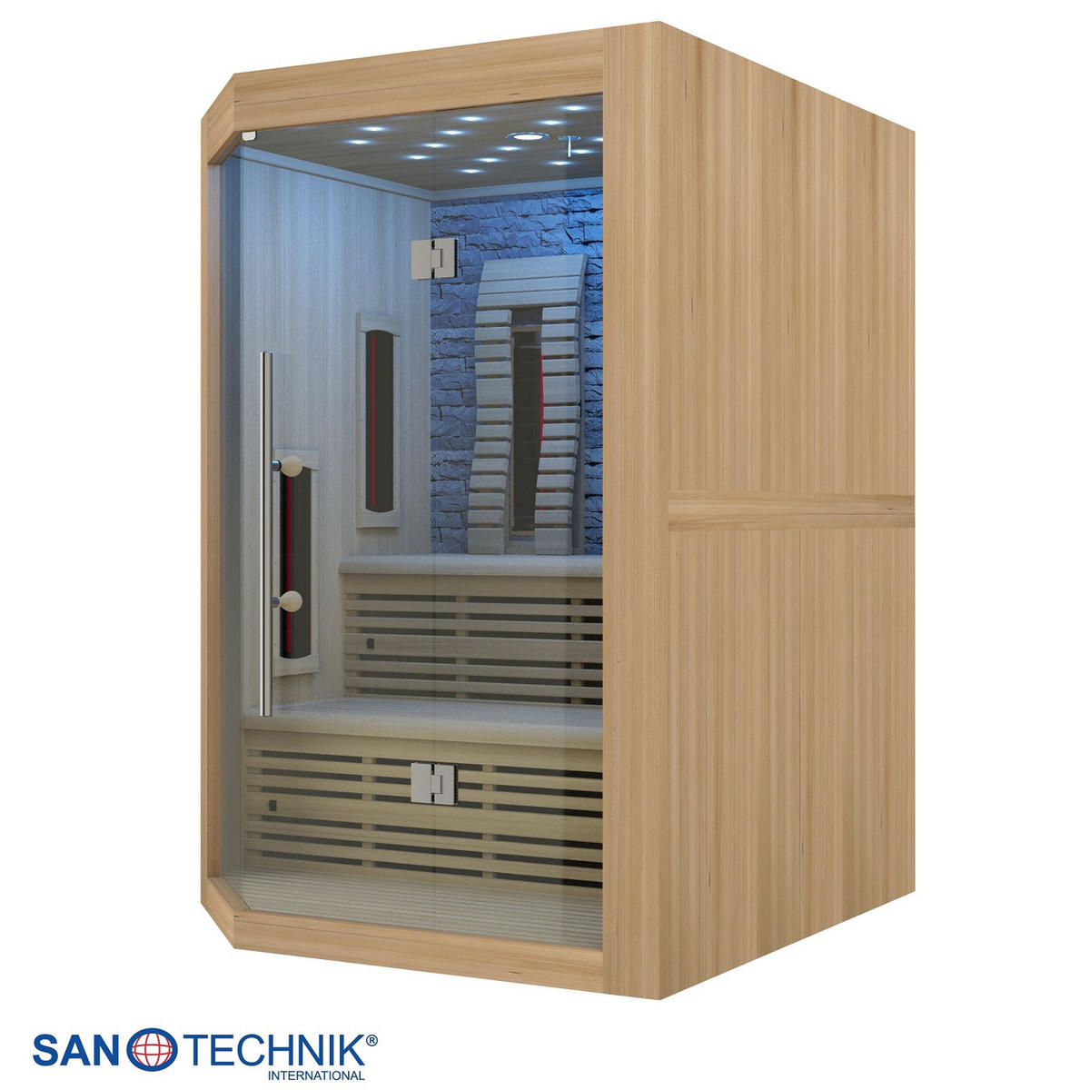 INFRAROTKABINE für 4 Personen  - Naturfarben, Basics, Glas/Holz (160/210/160cm) - Sanotechnik