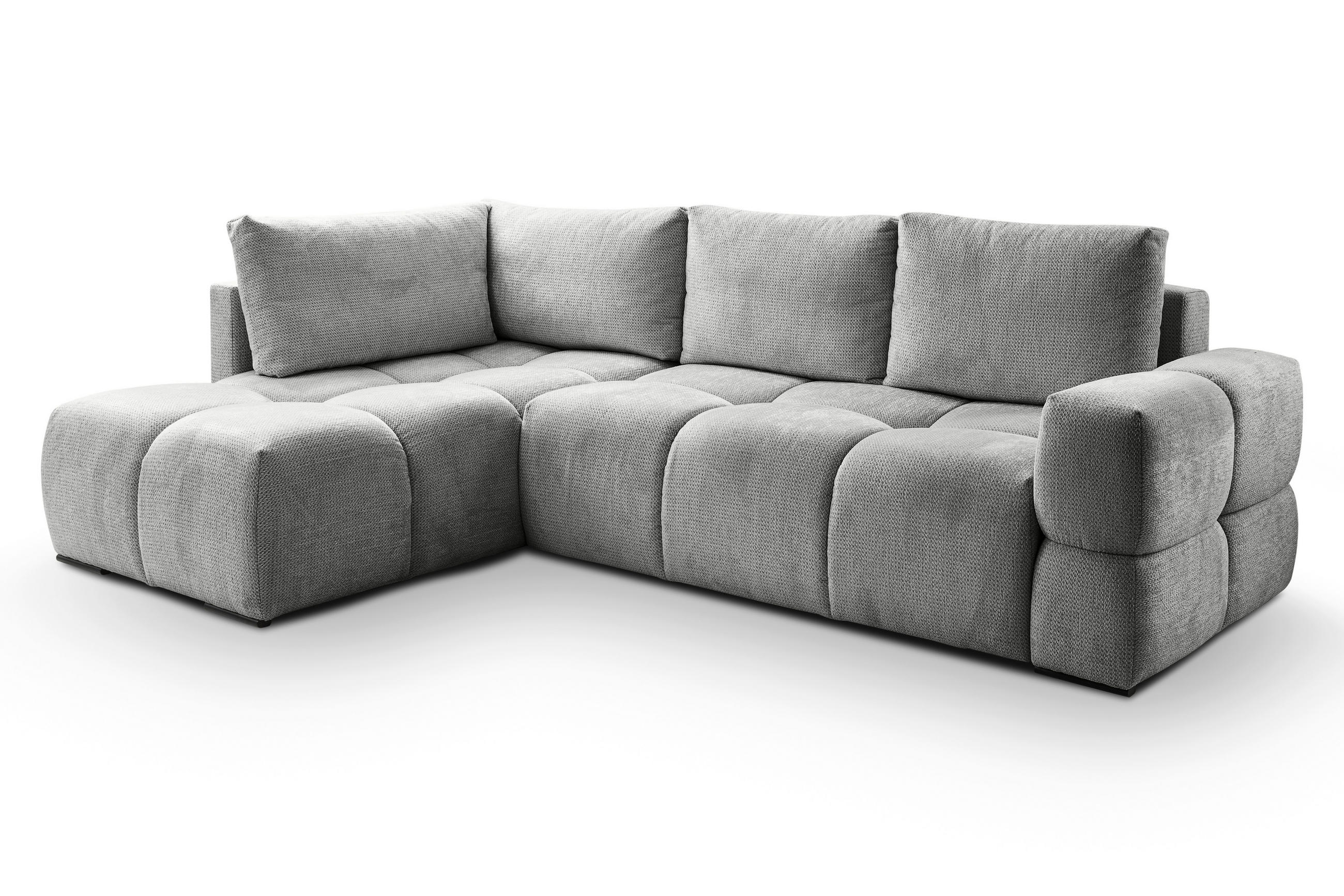 ECKSOFA in Chenille Silberfarben  - Silberfarben/Schwarz, Design, Textil/Metall (267/185cm) - Stylife