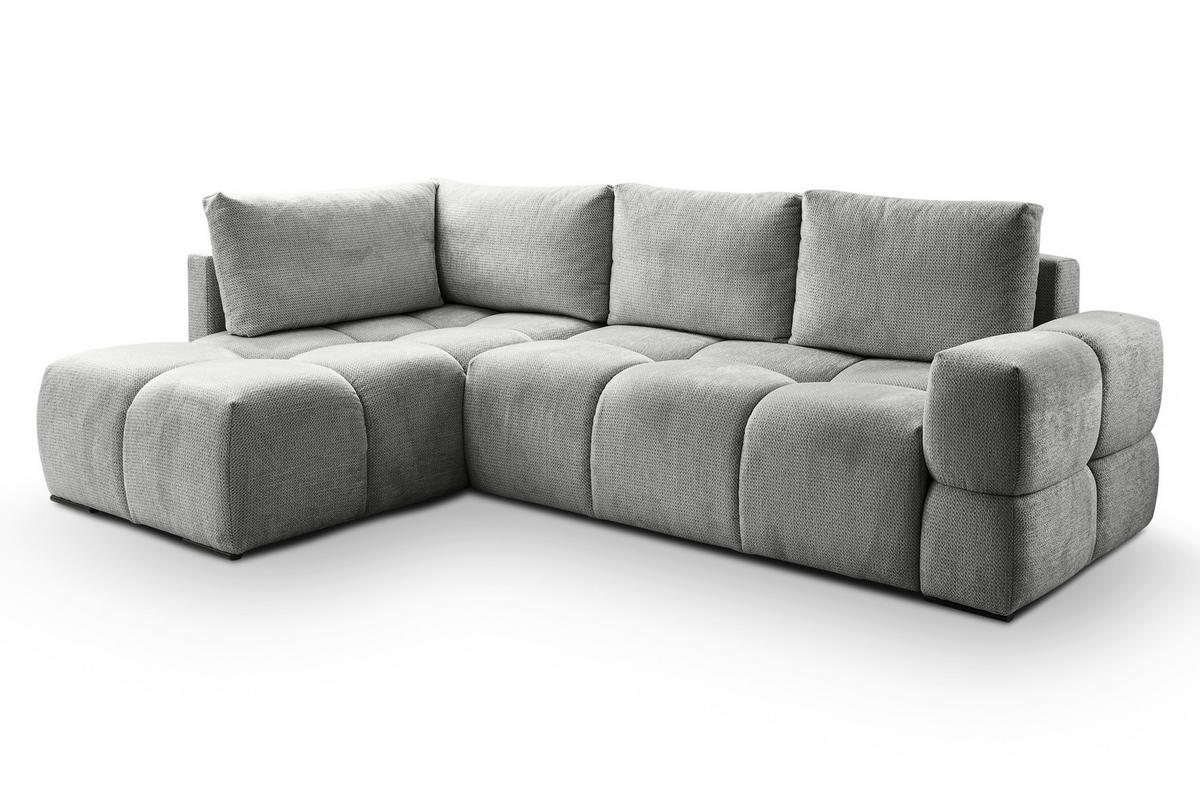 ECKSOFA in Chenille Silberfarben  - Silberfarben/Schwarz, Design, Textil/Metall (267/185cm) - Stylife